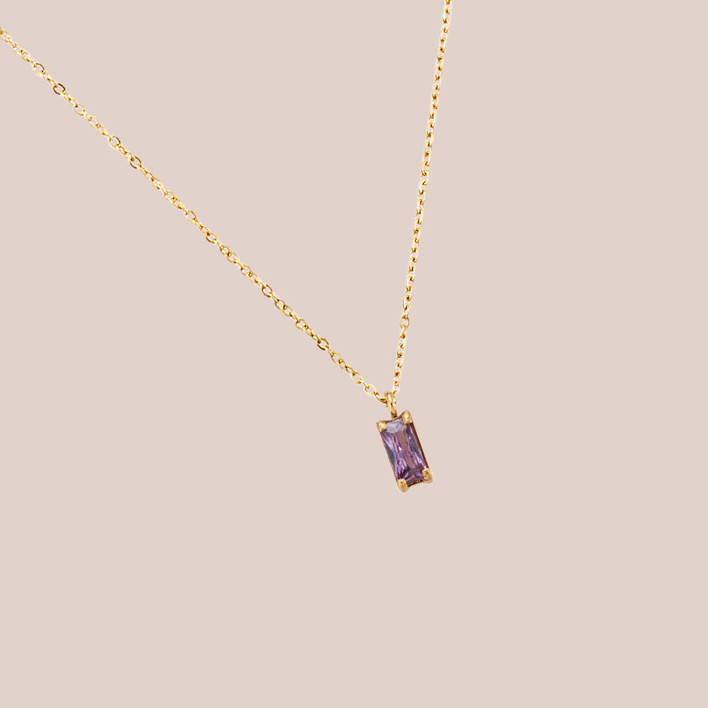 GOLD CUBED PURPLE NECKLACE